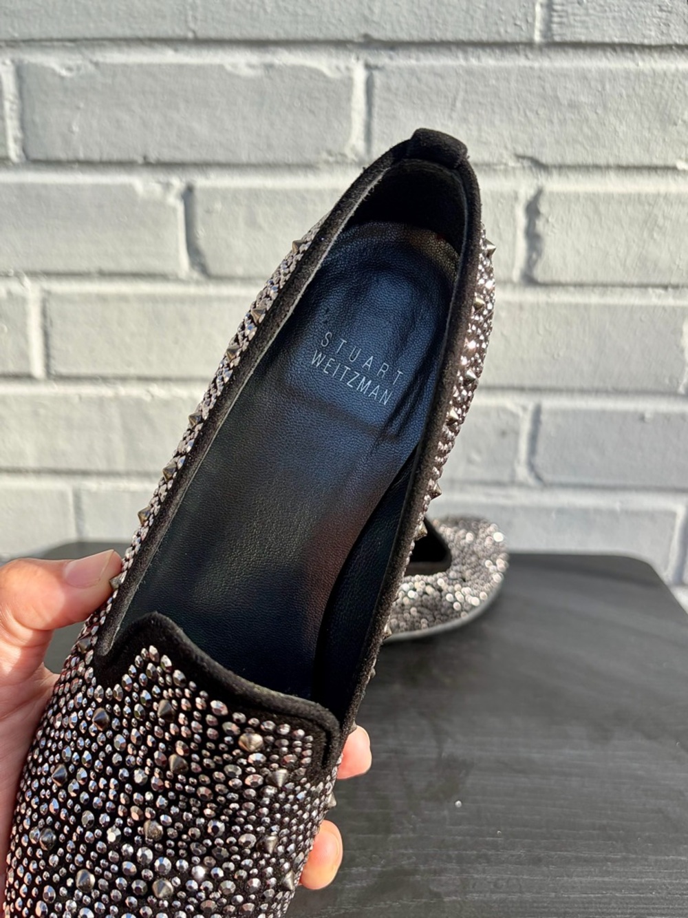 Stuart Weitzman "Slipbeads" Studded Smoking Loafer, Women’s SZ 6 LIKE NEW! - Picture 6 of 8